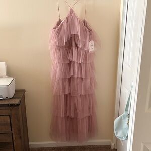 ARULA Blush Tulle Maxi Dress
